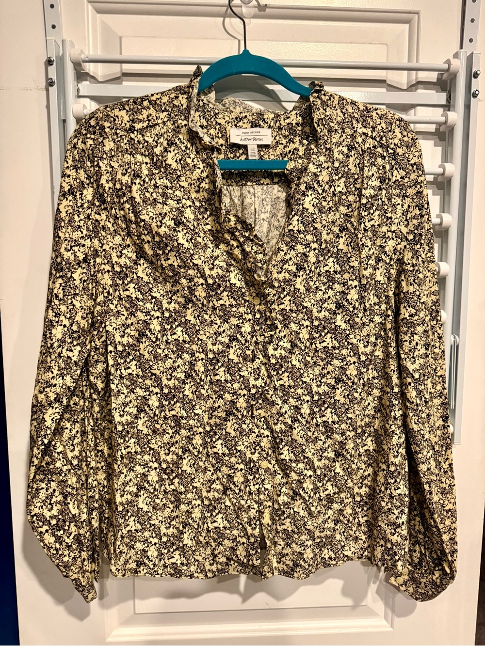 & Other Stories Floral Button-Down Shirt in Cream and Brown
